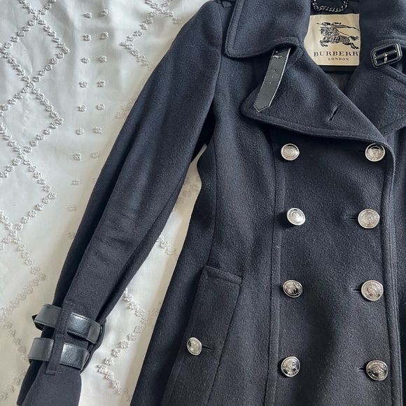 Burberry Black Trench Coat Double-Breasted Classic - Picture 4 of 7